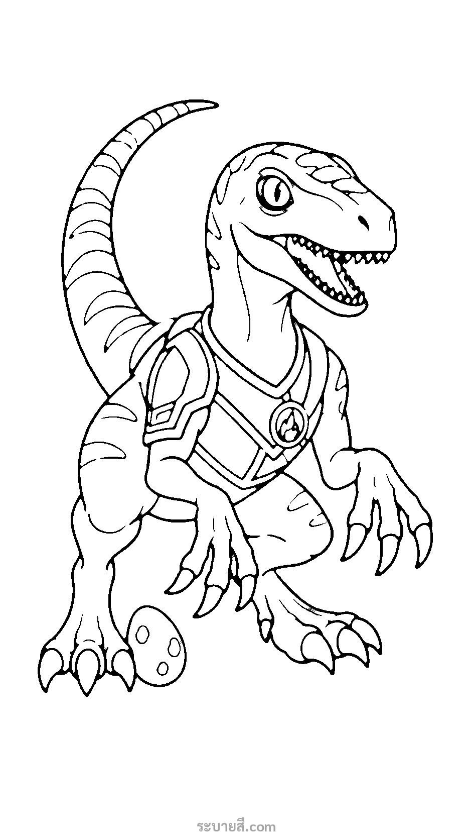 ภาพวาดระบายสี ระบายสี Velociraptor สวมเกราะสุดเท่