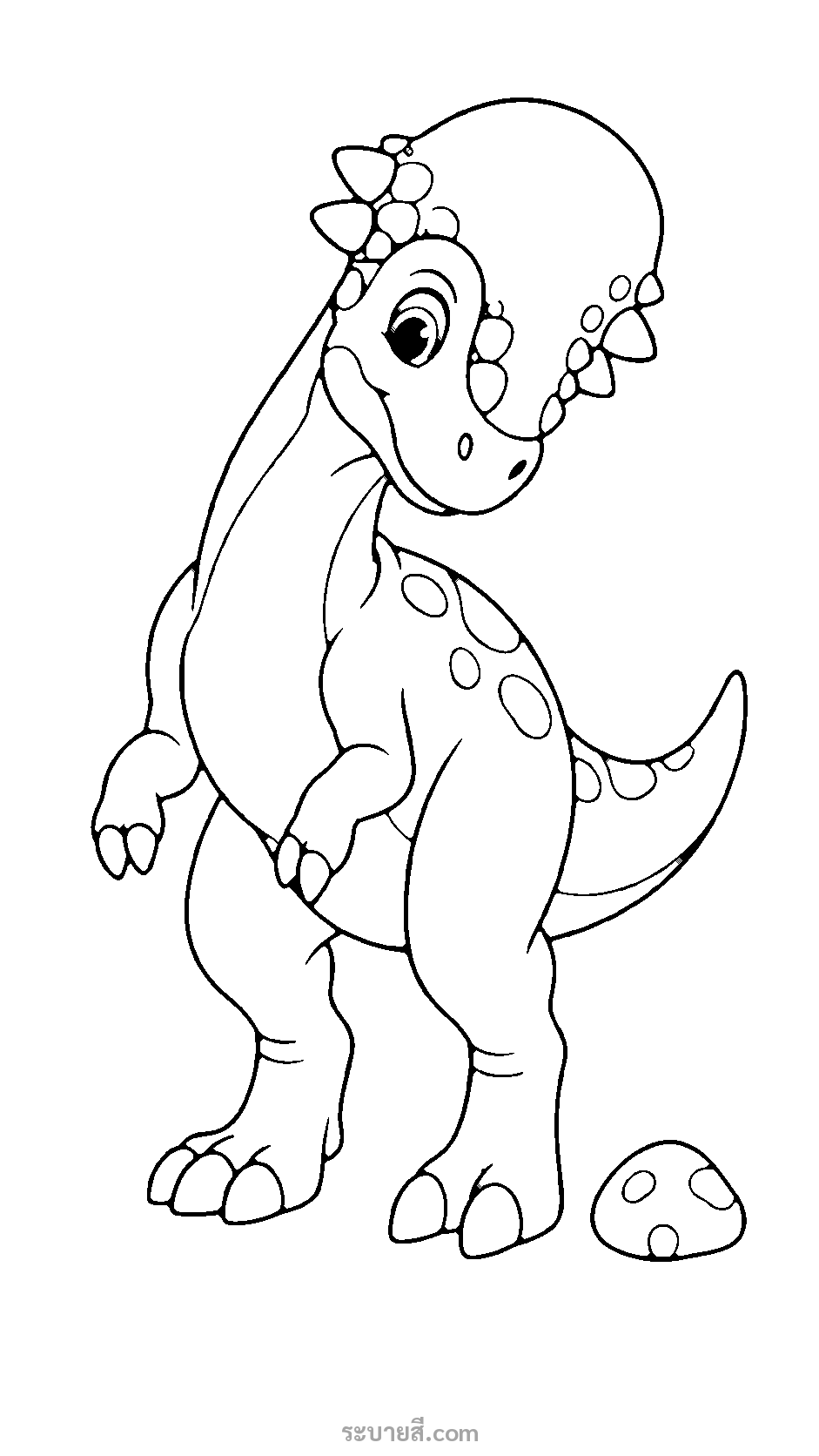 ระบายสีไดโนเสาร์ Pachycephalosaurus เอียงคอ