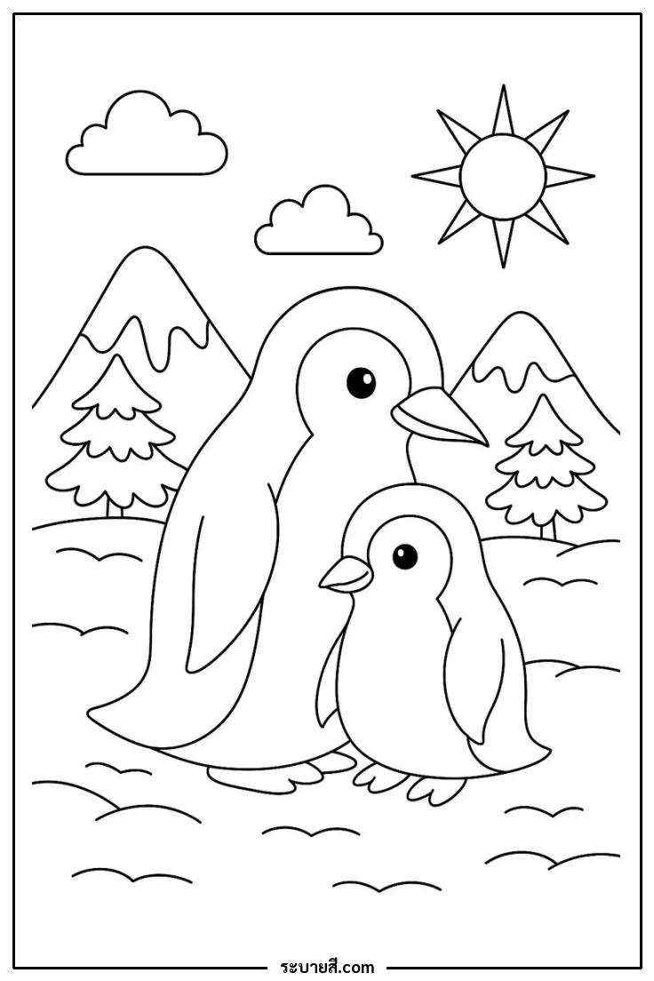 ภาพวาดระบายสี Penguins 29