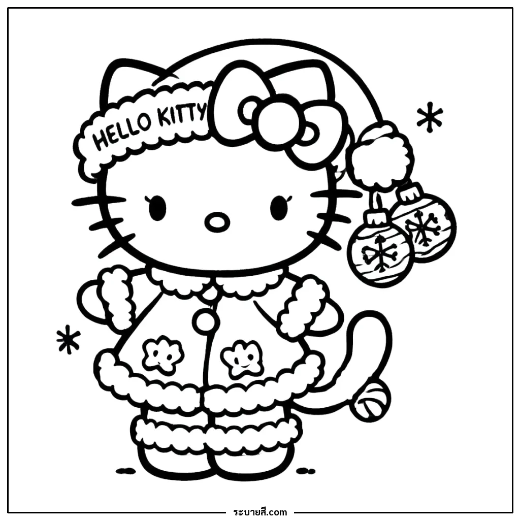 ภาพวาดระบายสี Hello Kitty Christmas 03