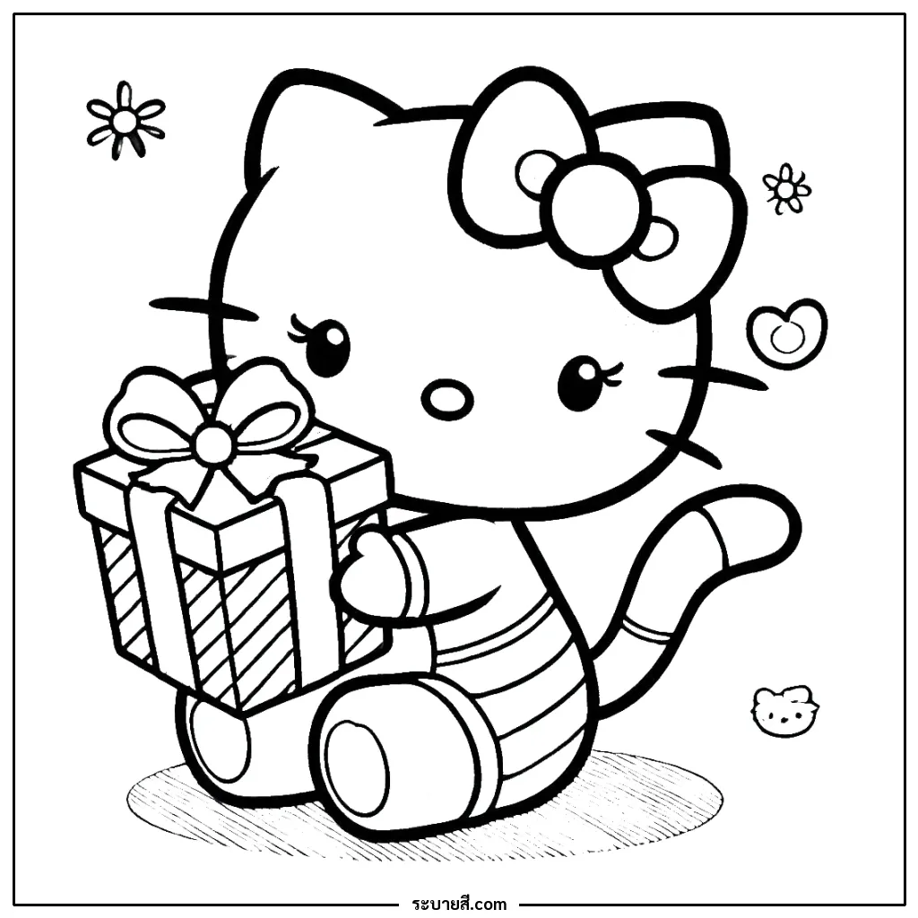 ภาพวาดระบายสี Hello Kitty Christmas 11