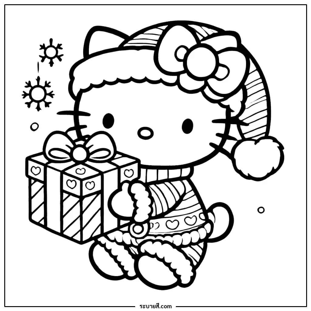 ภาพวาดระบายสี Hello Kitty Christmas 13