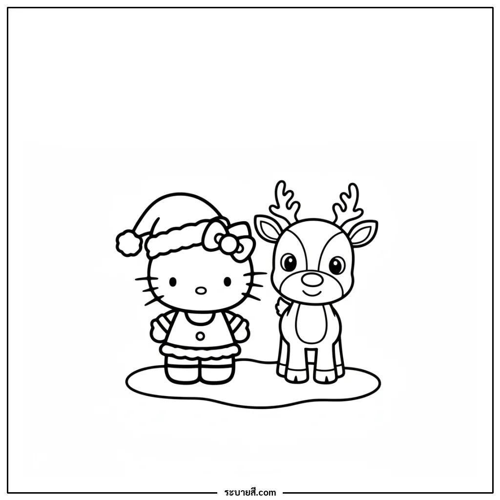 ภาพวาดระบายสี Hello Kitty Christmas 14