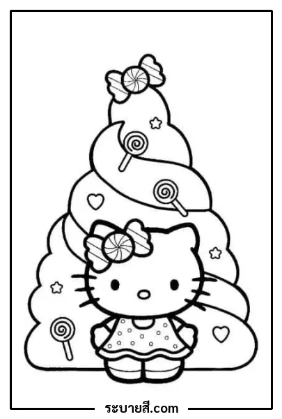 ภาพวาดระบายสี Hello Kitty Christmas 18