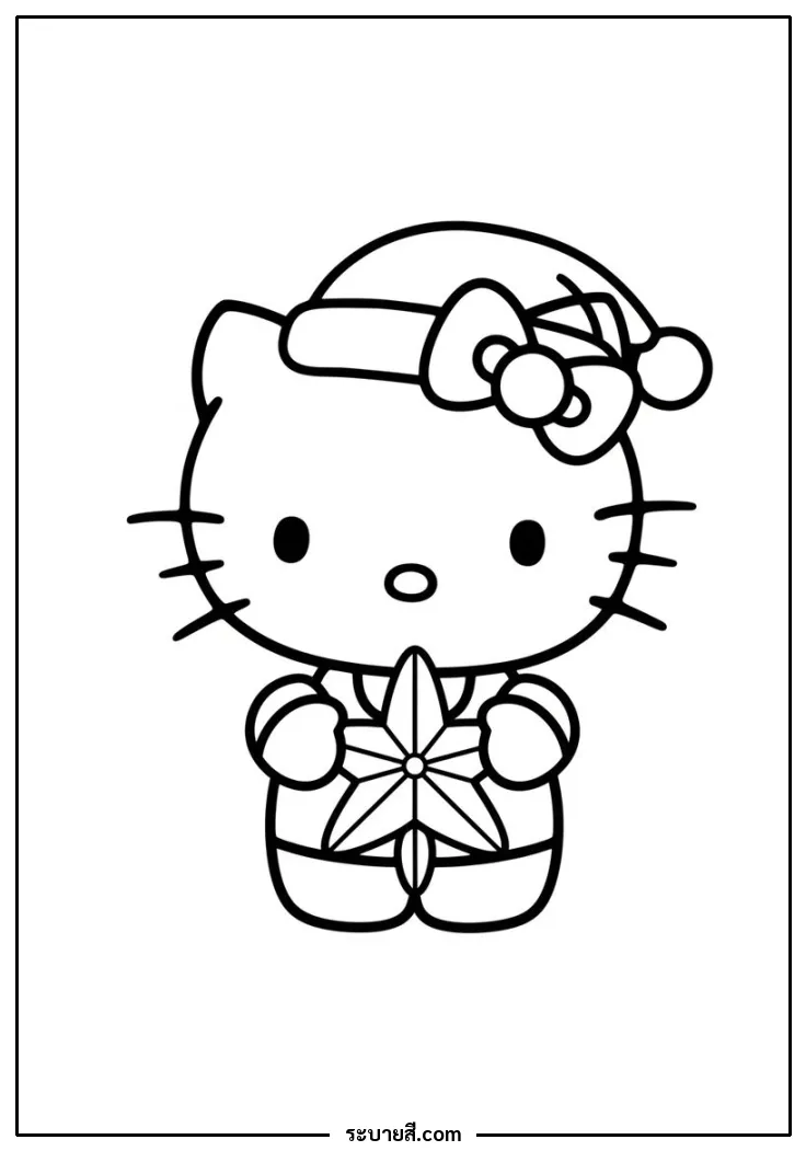 ภาพวาดระบายสี Hello Kitty Christmas 21