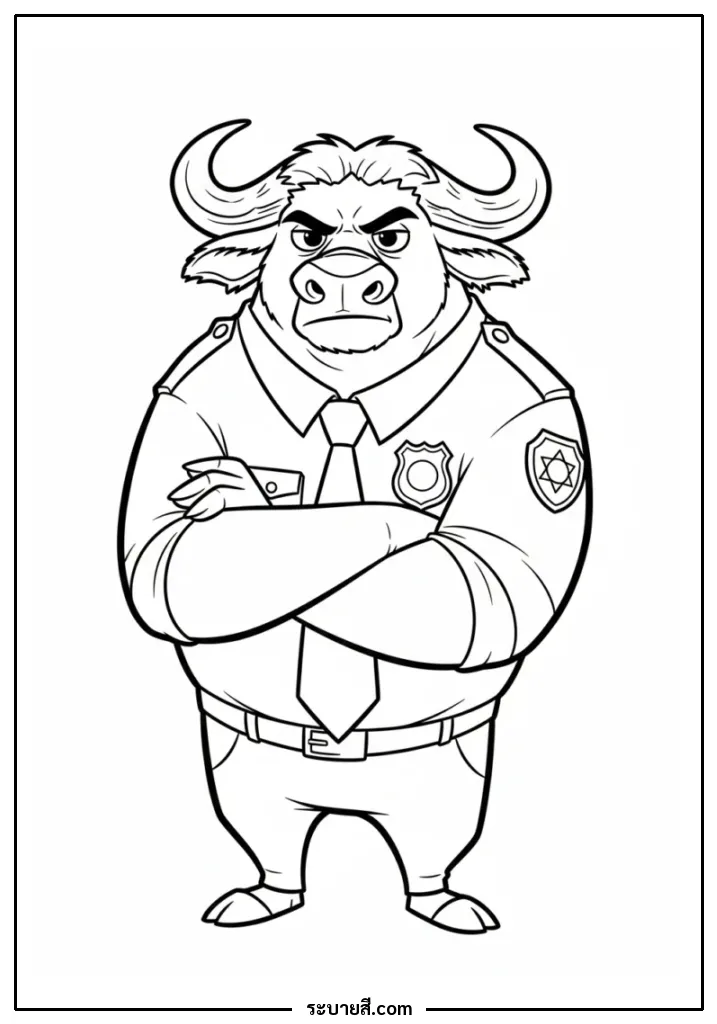 ภาพวาดระบายสี Chief Bogo crossed arms