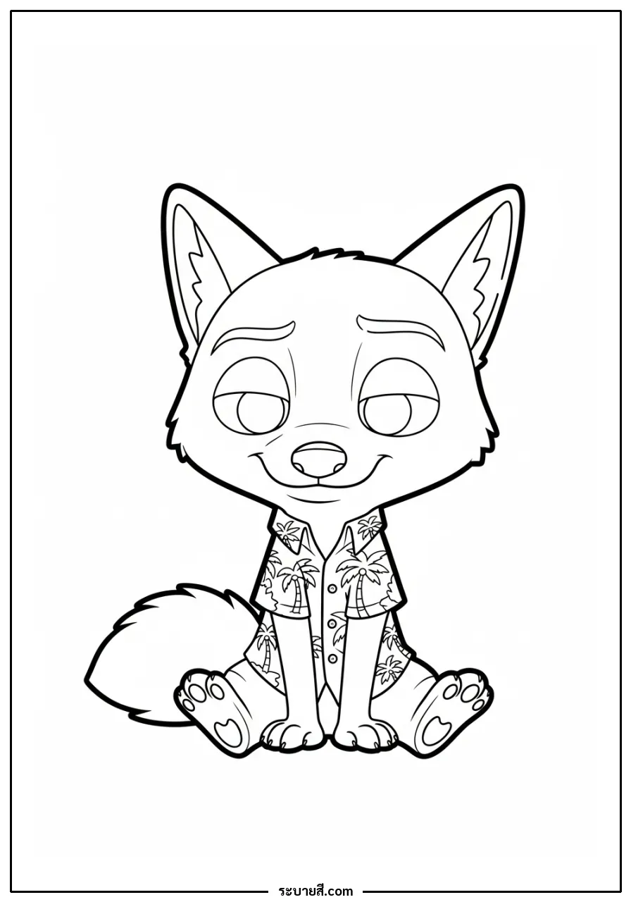 ภาพวาดระบายสี Cute chibi Nick Wilde