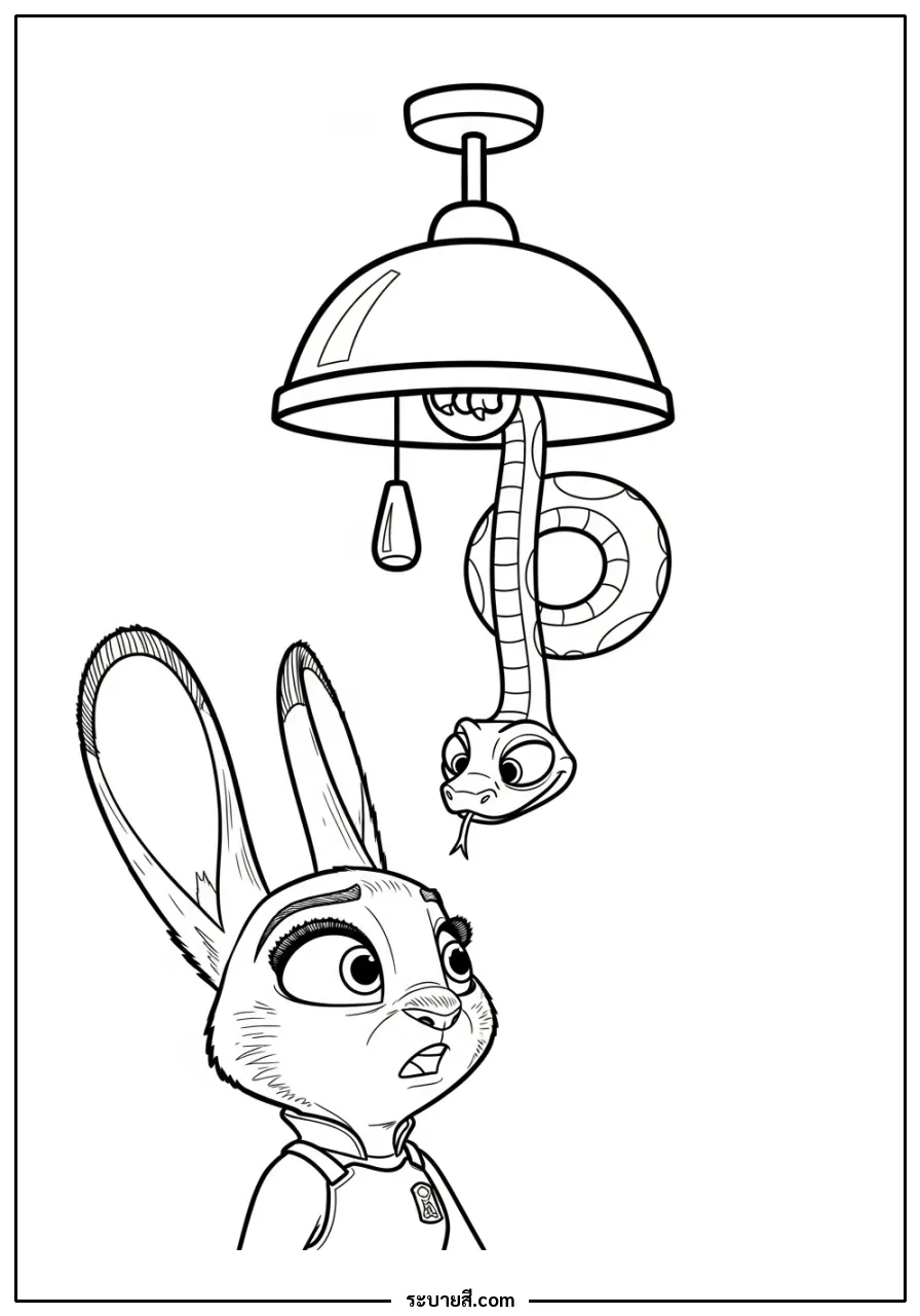 ภาพวาดระบายสี Judy meets Gary the snake