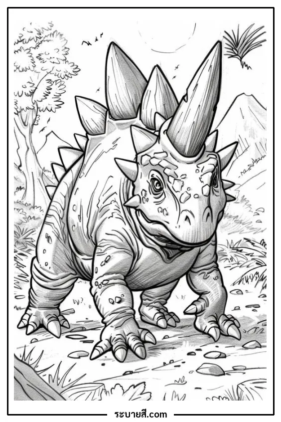 ภาพวาดระบายสี Dinosaur 03