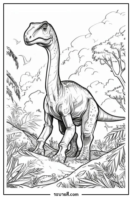 ภาพวาดระบายสี Dinosaur 04