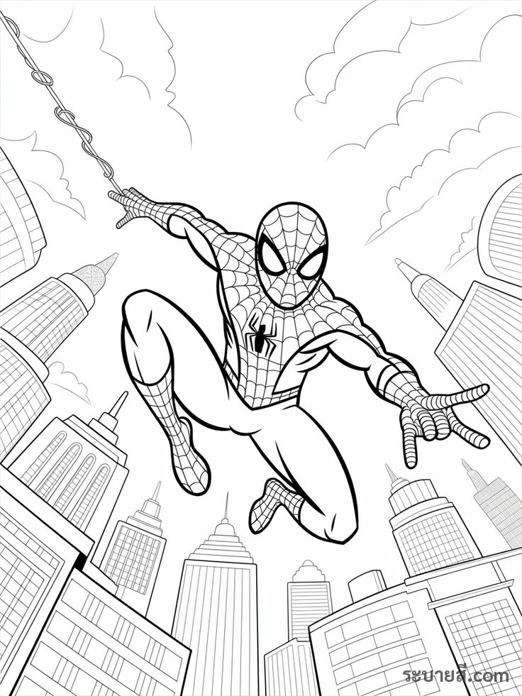 ภาพวาดระบายสี SpiderMan 06