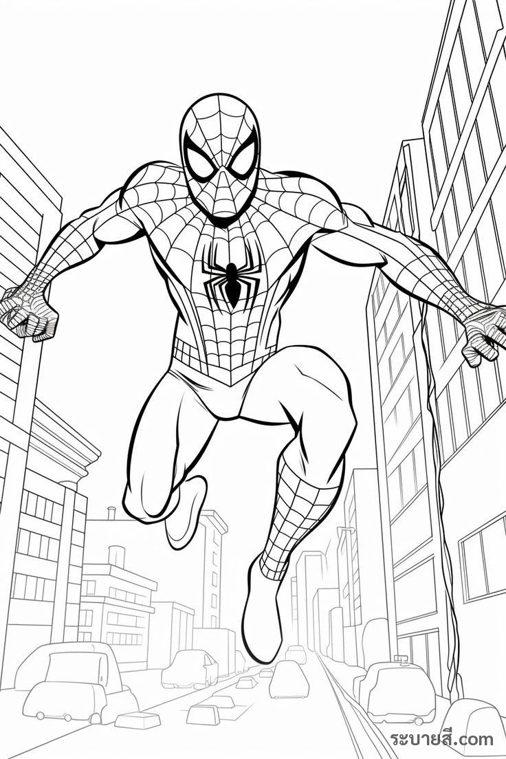 ภาพวาดระบายสี SpiderMan 07