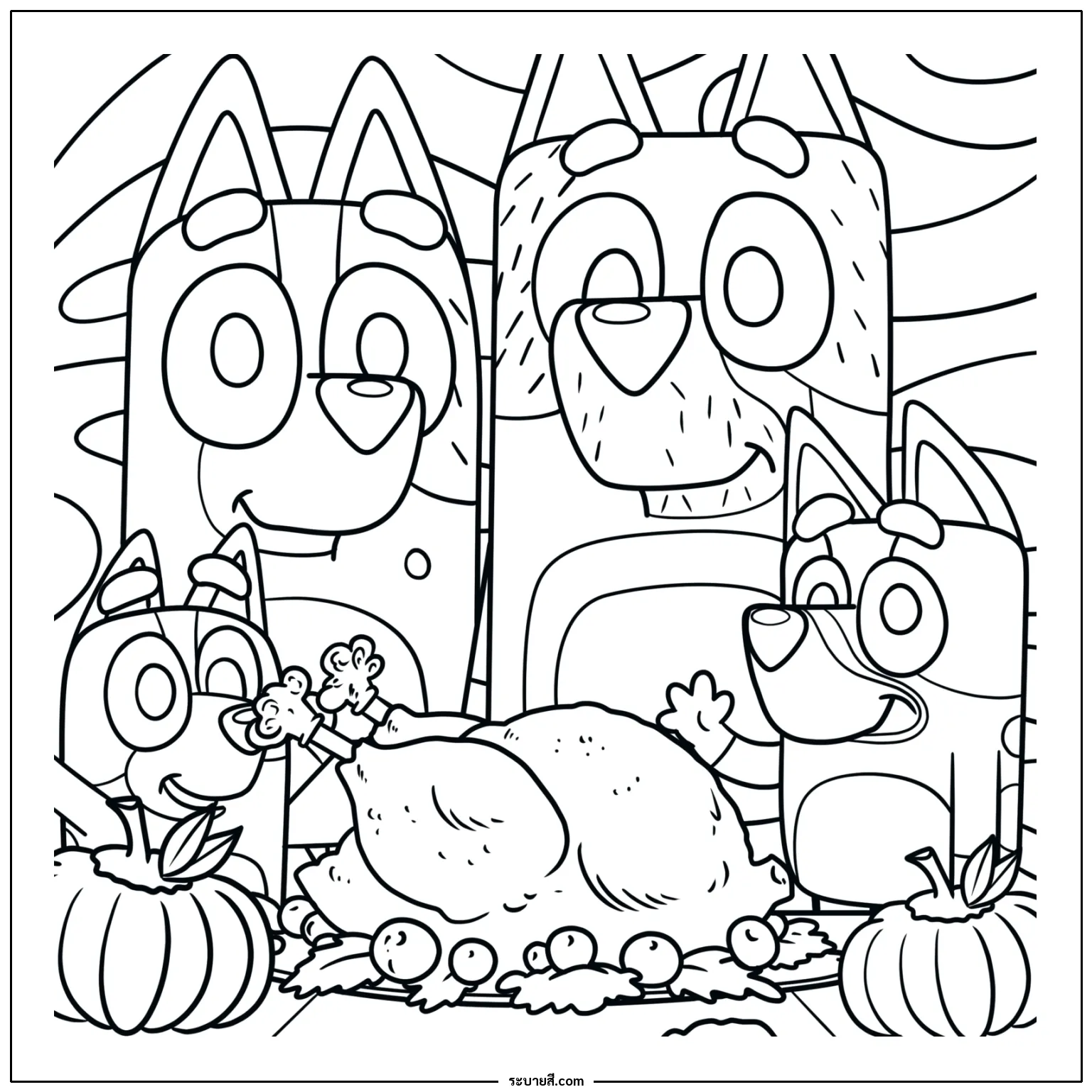 ภาพวาดระบายสี Bluey Thanksgiving Special
