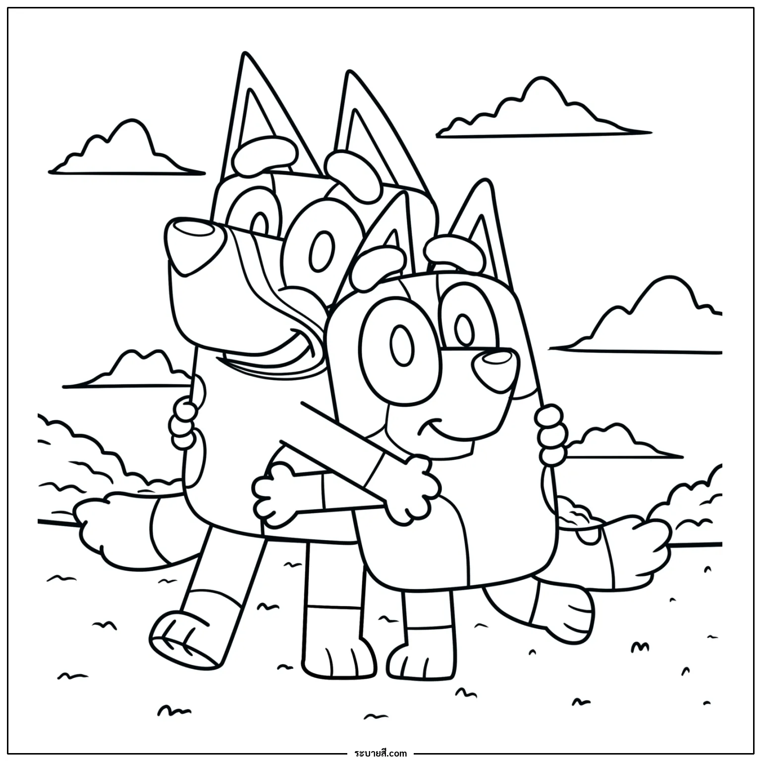 ภาพวาดระบายสี Bluey Mom and Dad