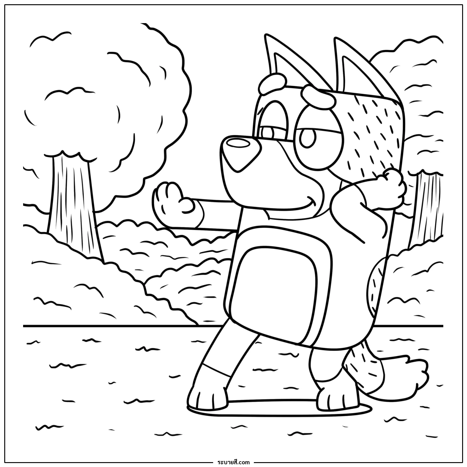 ภาพวาดระบายสี Bluey Dad Dancing