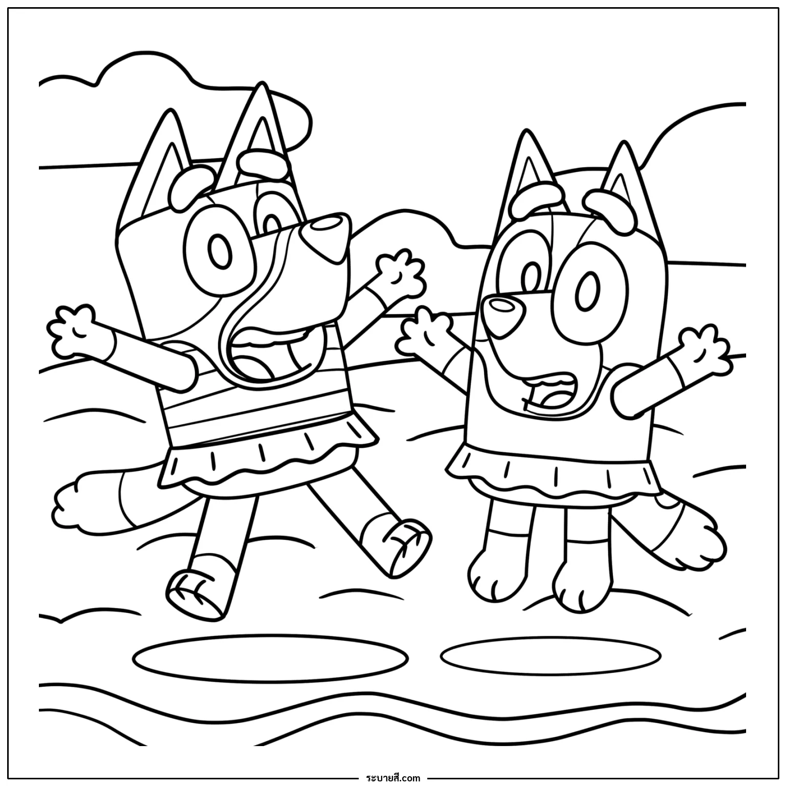 ภาพวาดระบายสี Bluey and Bingo Summer Fun