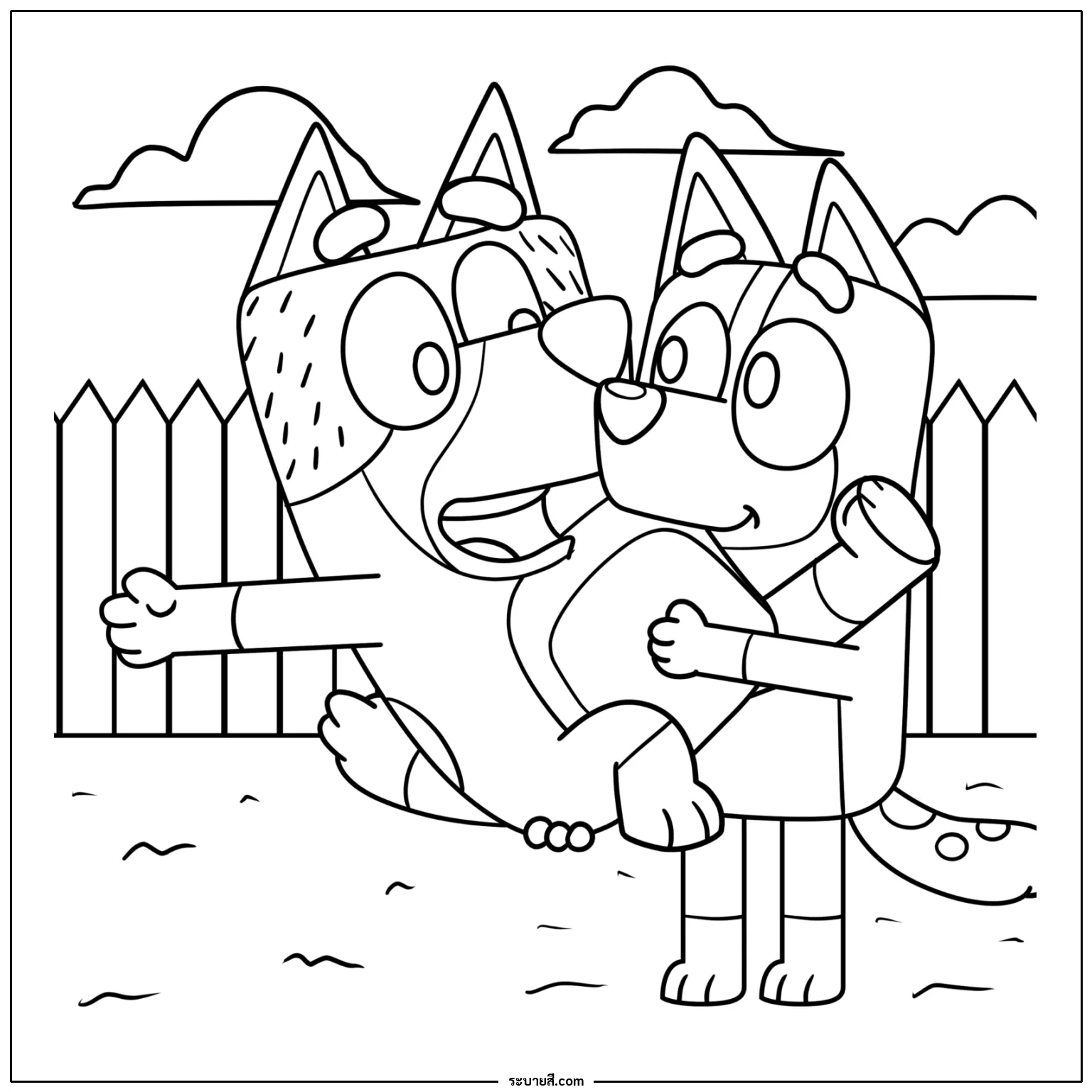 ภาพวาดระบายสี Mom holding Dad