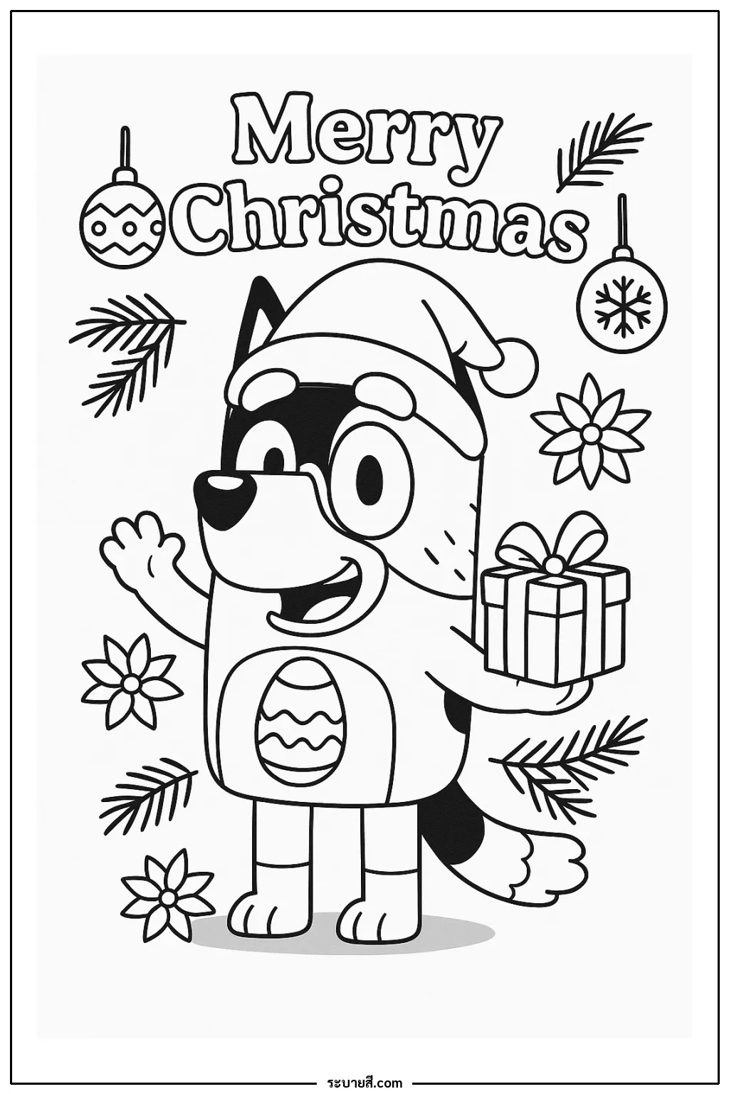 ภาพวาดระบายสี Merry Christmas From Bluey’s Dad
