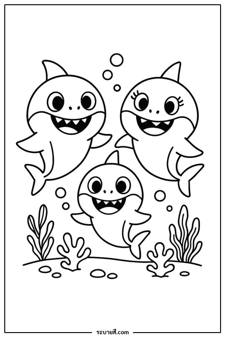 ภาพวาดระบายสี Baby Shark 01