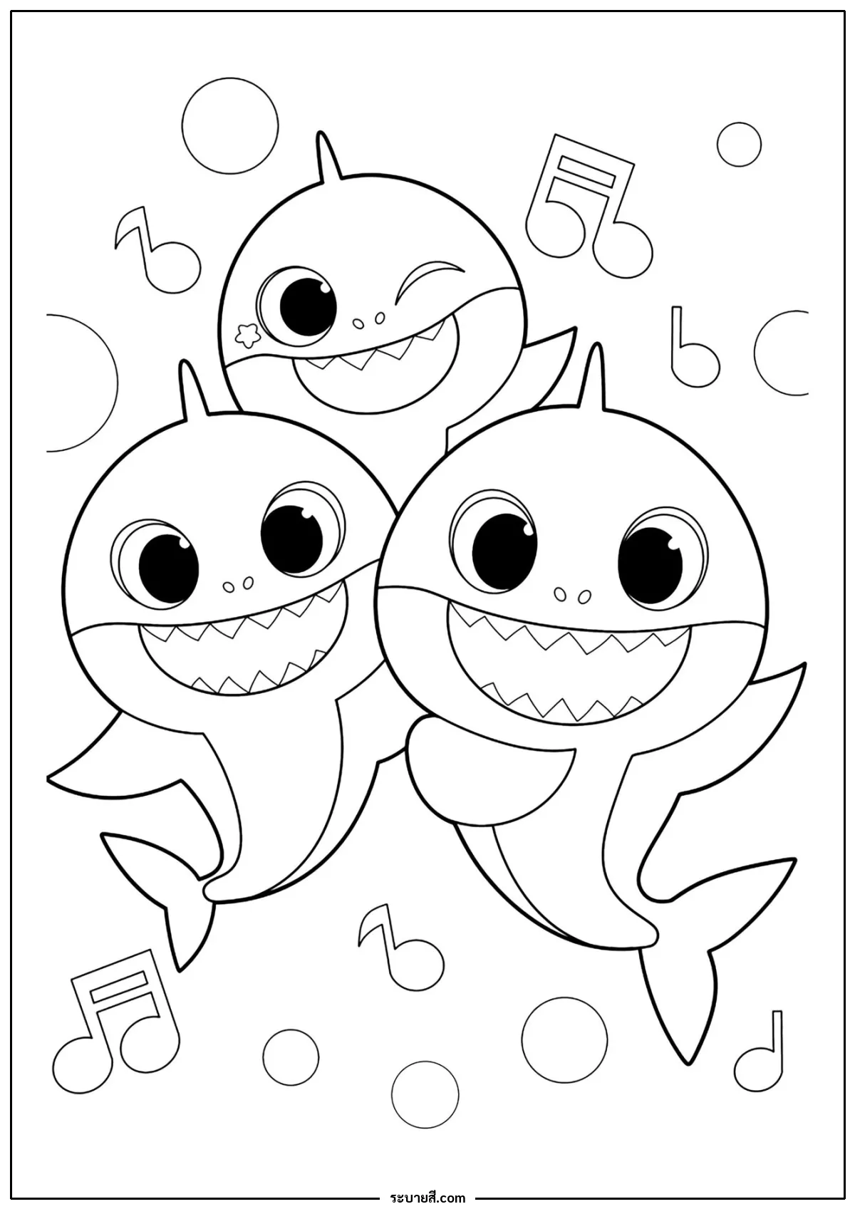 ภาพวาดระบายสี Baby Shark 02