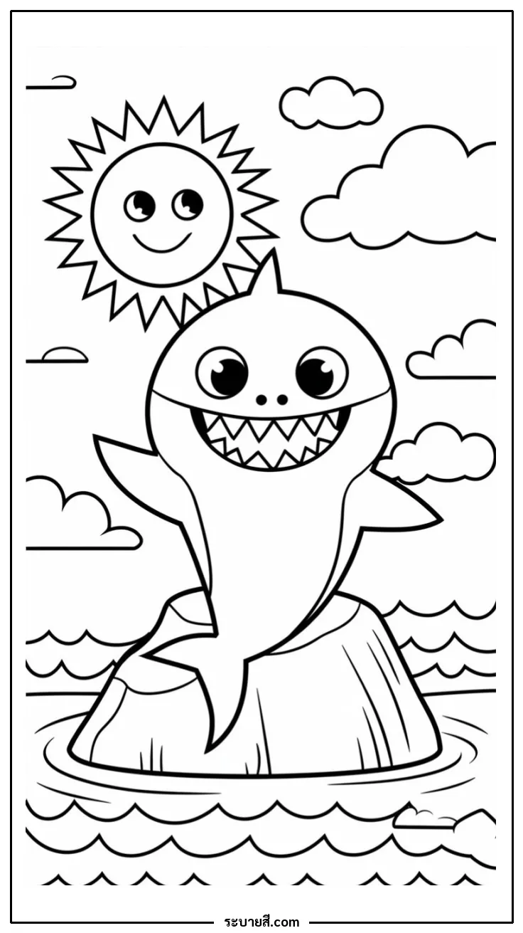 ภาพวาดระบายสี Baby Shark 07