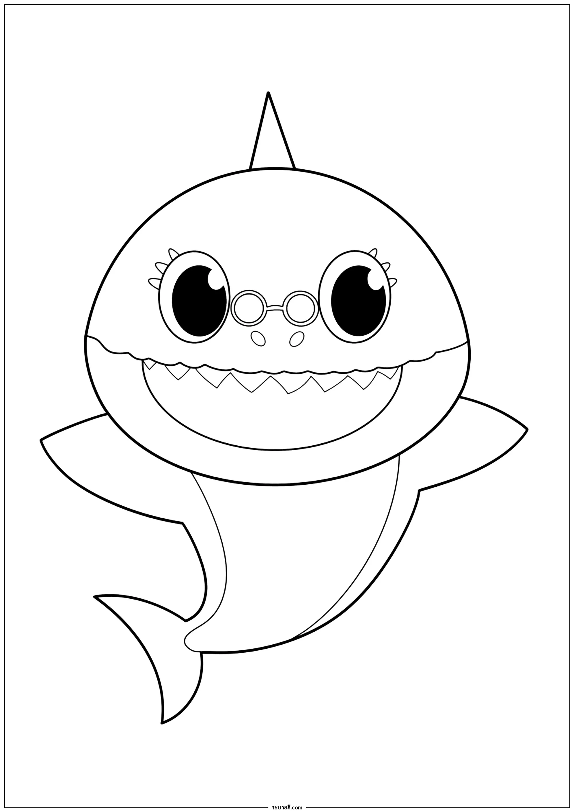 ภาพวาดระบายสี Mom Baby Shark