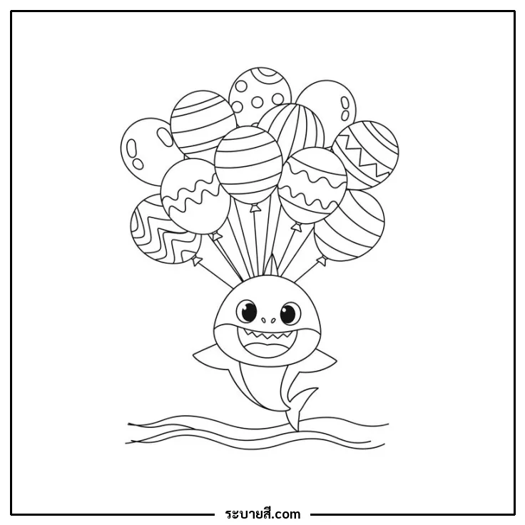 ภาพวาดระบายสี Baby Shark 13