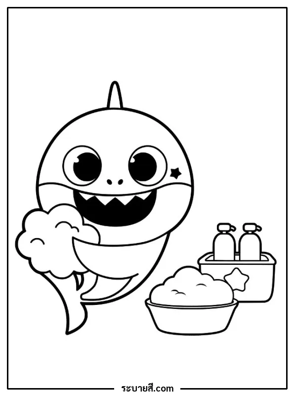 ภาพวาดระบายสี Baby Shark 17