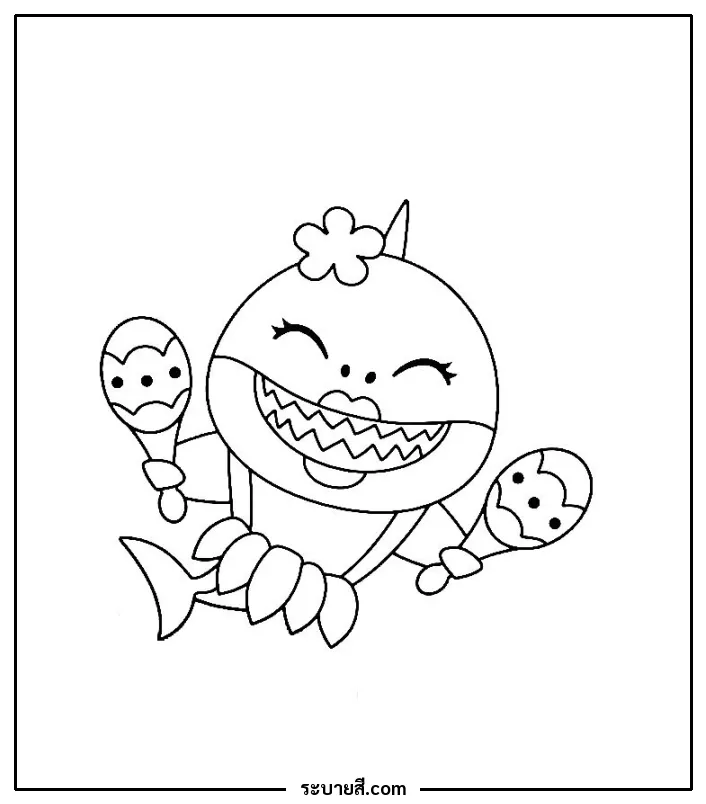 ภาพวาดระบายสี Baby Shark 18