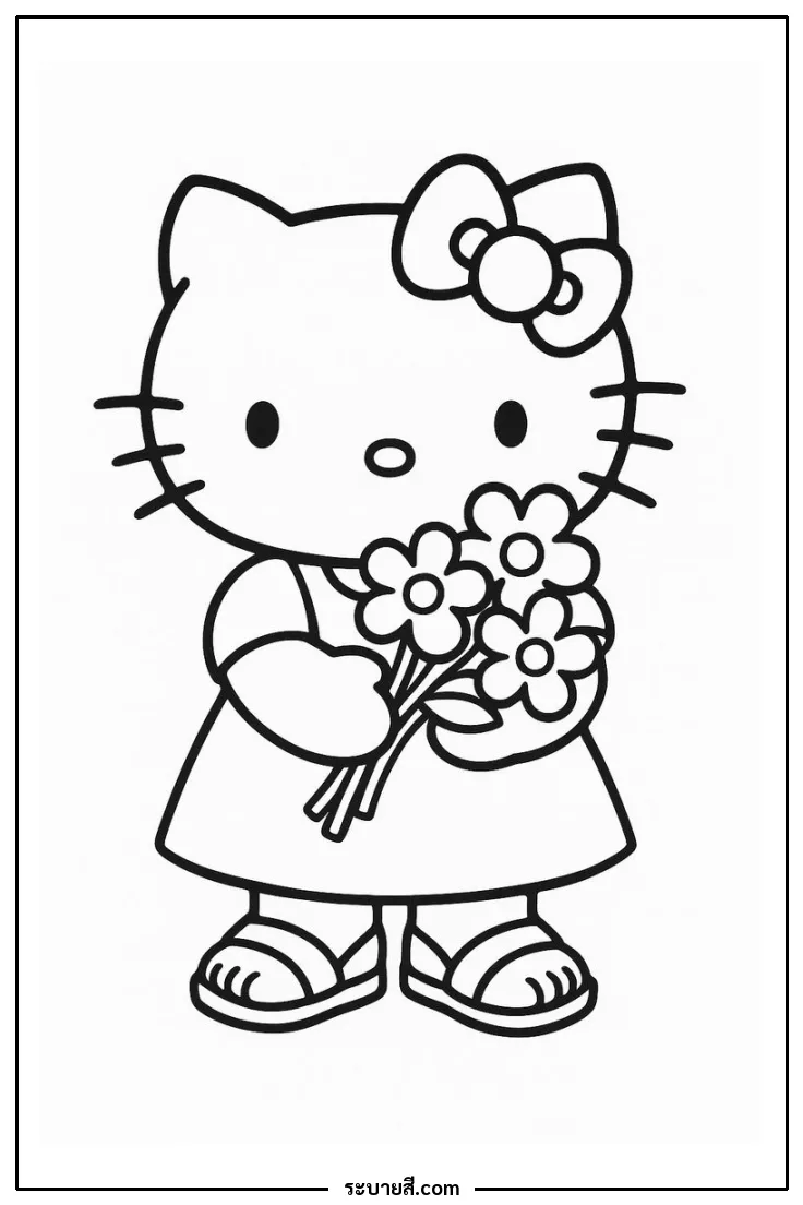 ภาพวาดระบายสี Hello Kitty 07