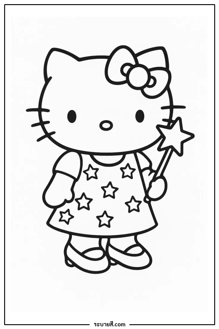 ภาพวาดระบายสี Hello Kitty 08