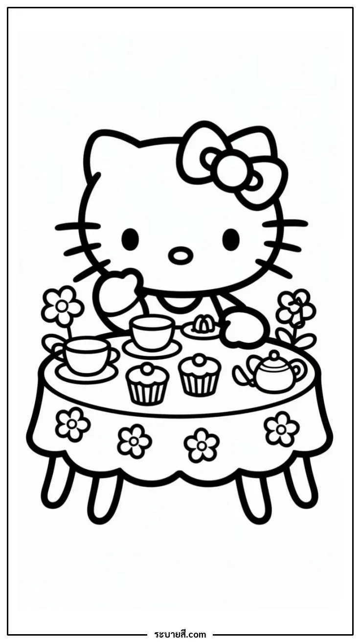 ภาพวาดระบายสี Hello Kitty 12