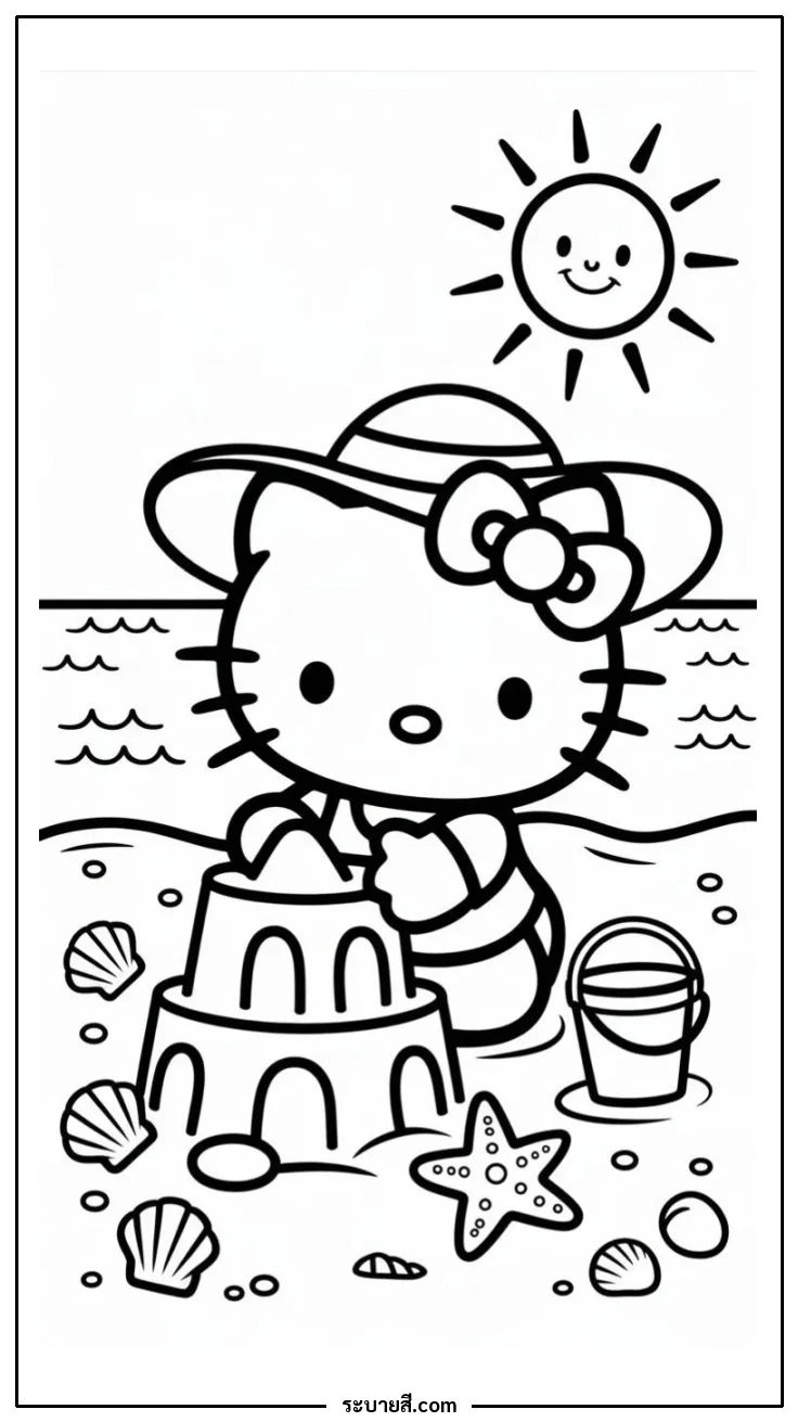ภาพวาดระบายสี Hello Kitty 14