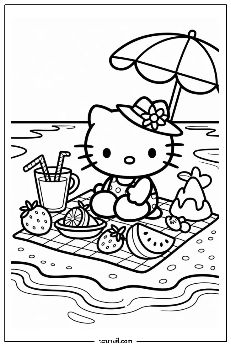 ภาพวาดระบายสี Hello Kitty 15