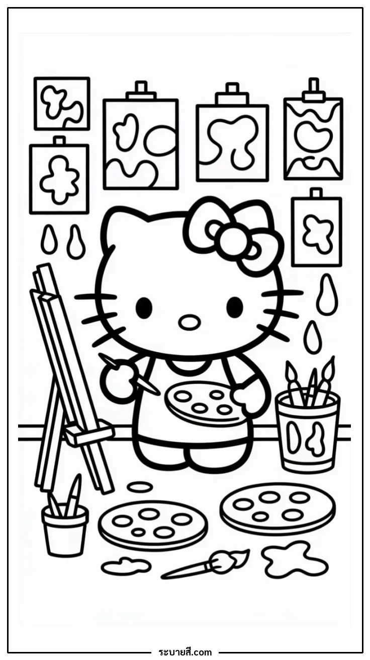 ภาพวาดระบายสี Hello Kitty 16