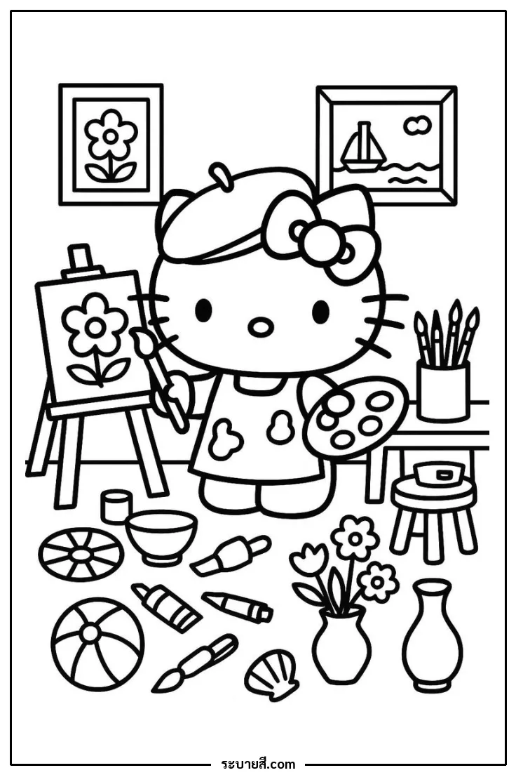 ภาพวาดระบายสี Hello Kitty 17