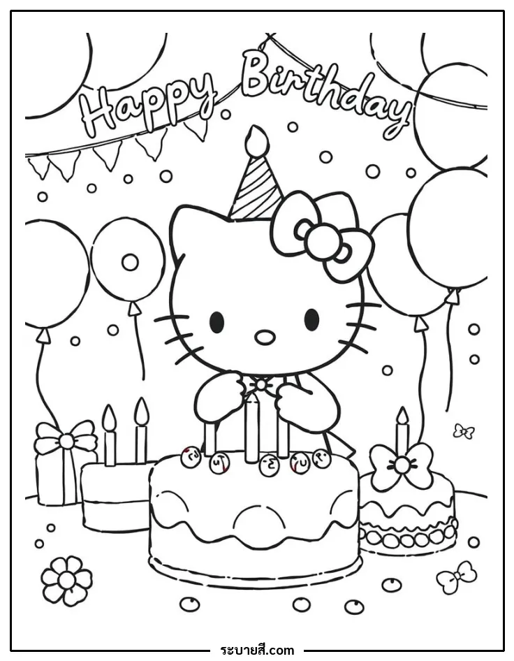 ภาพวาดระบายสี Hello Kitty 54