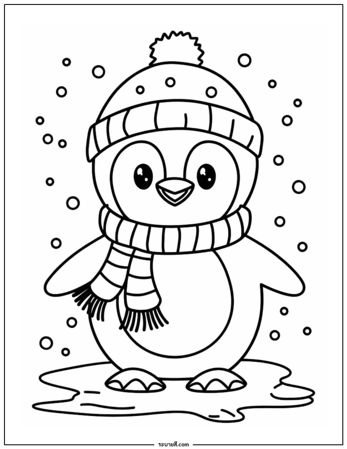 ภาพวาดระบายสี Penguins 02