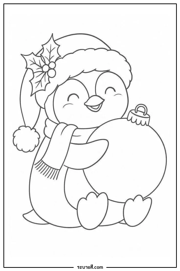 ภาพวาดระบายสี Penguins 03