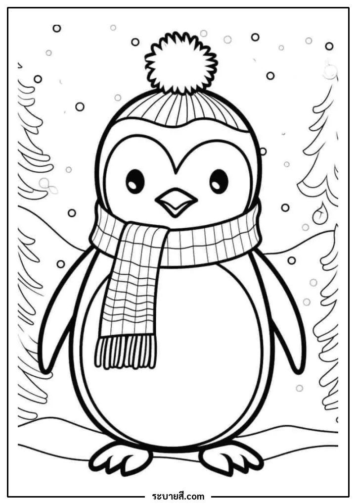 ภาพวาดระบายสี Penguins 07