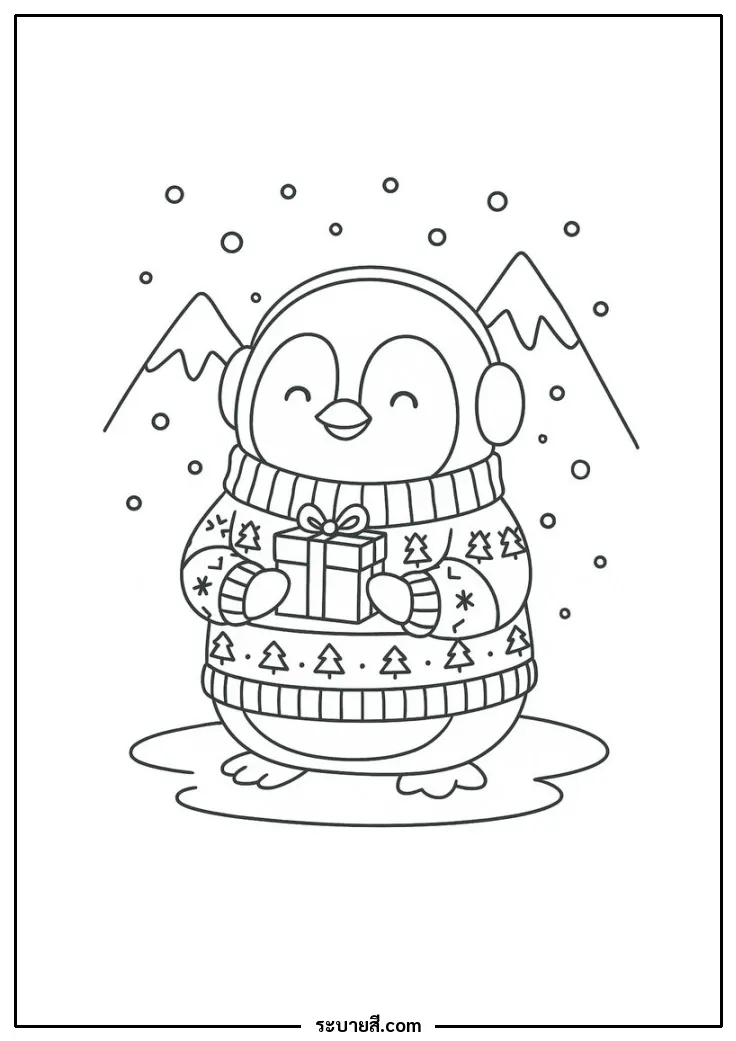 ภาพวาดระบายสี Penguins 10