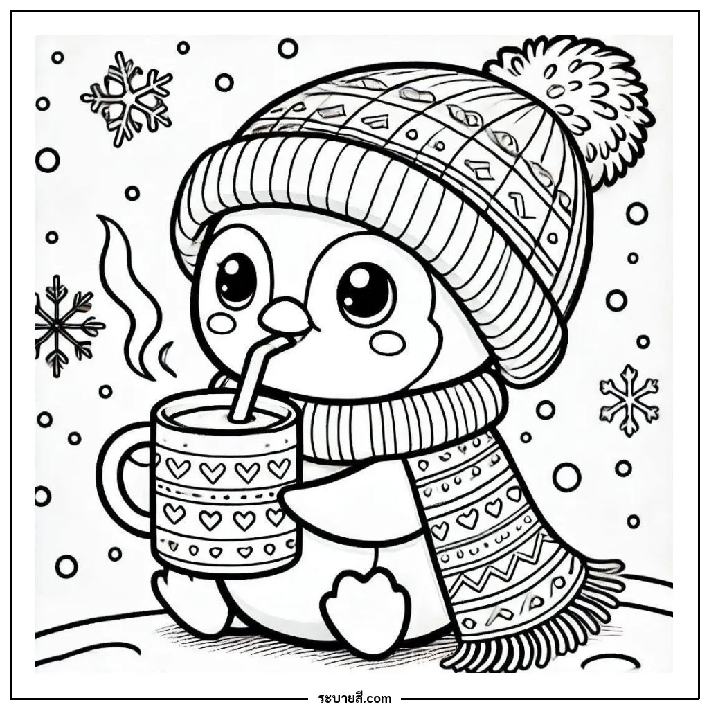 ภาพวาดระบายสี Penguins 13