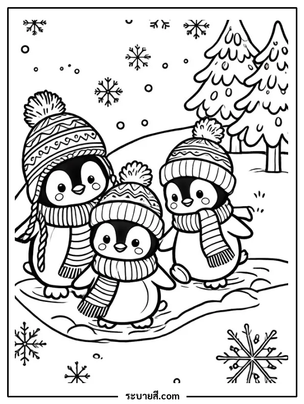 ภาพวาดระบายสี Penguins 14