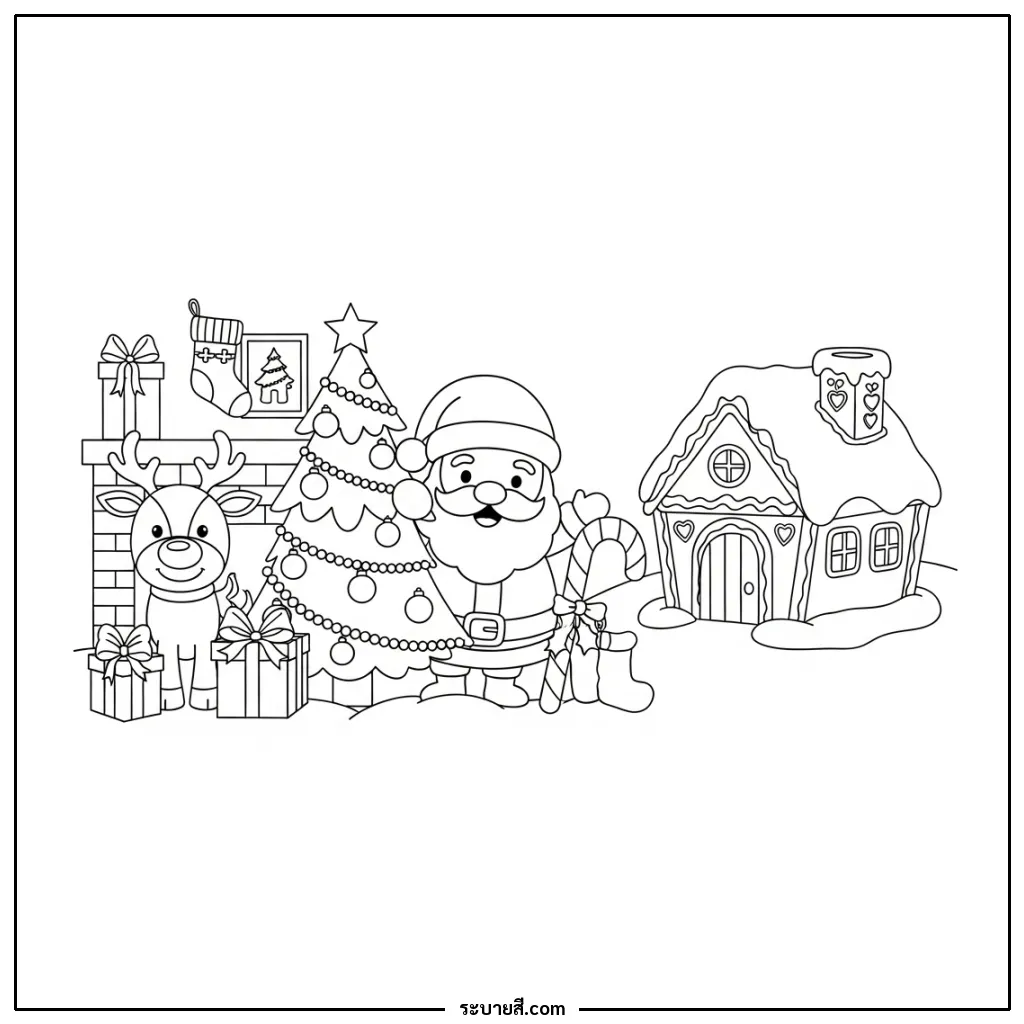 ภาพวาดระบายสี Merry Christmas 09