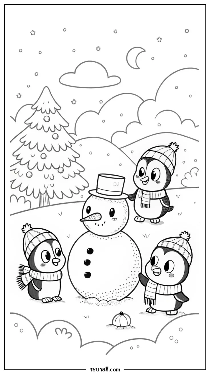 ภาพวาดระบายสี Penguins 17