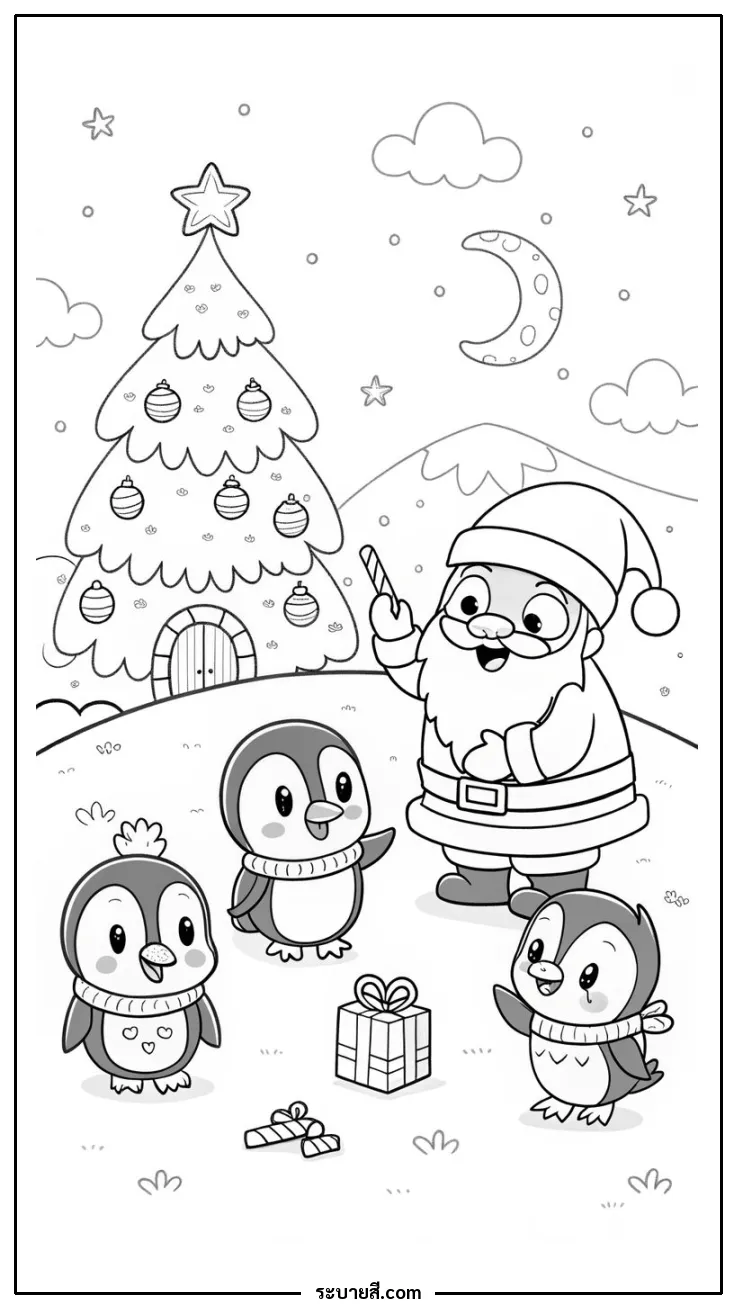 ภาพวาดระบายสี Penguins 18