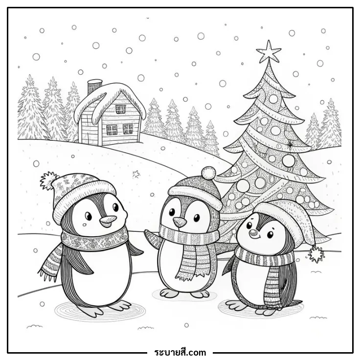 ภาพวาดระบายสี Penguins 19