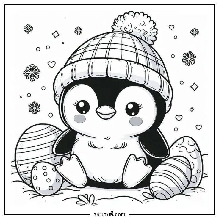 ภาพวาดระบายสี Penguins 20