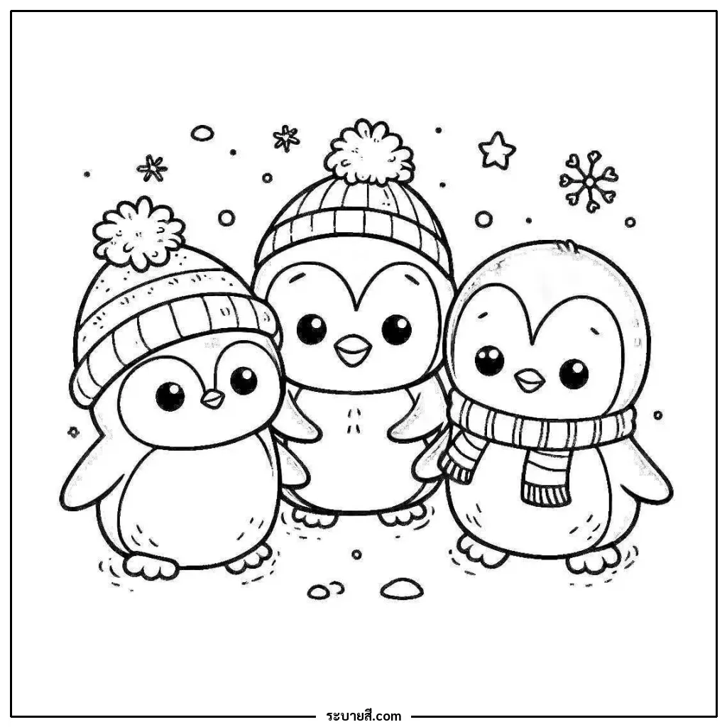 ภาพวาดระบายสี Penguins 23