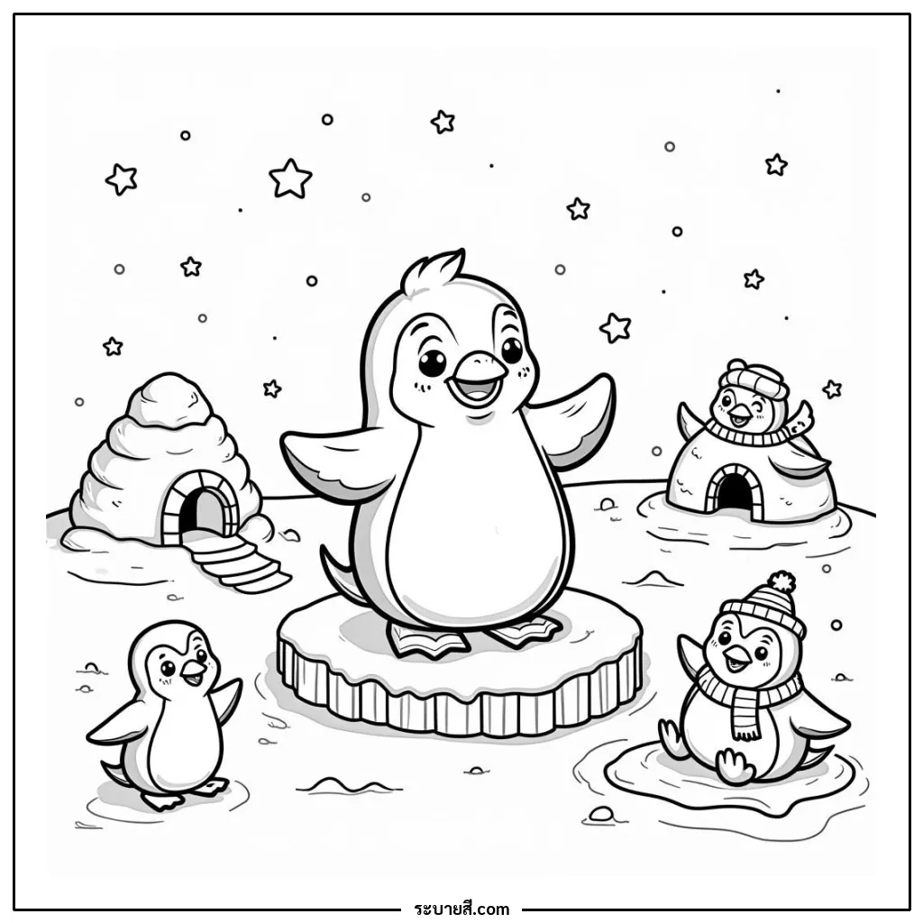 ภาพวาดระบายสี Penguins 24